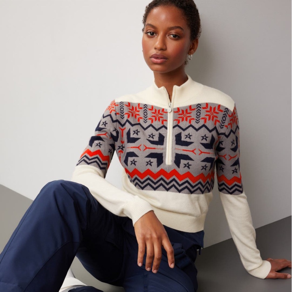 Perfect Moment Nordic intarsia wool half-zip sweater